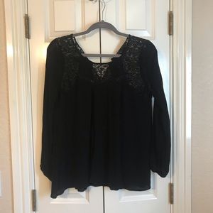 Black lace top blouse